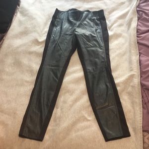 Faux leather panel black leggings